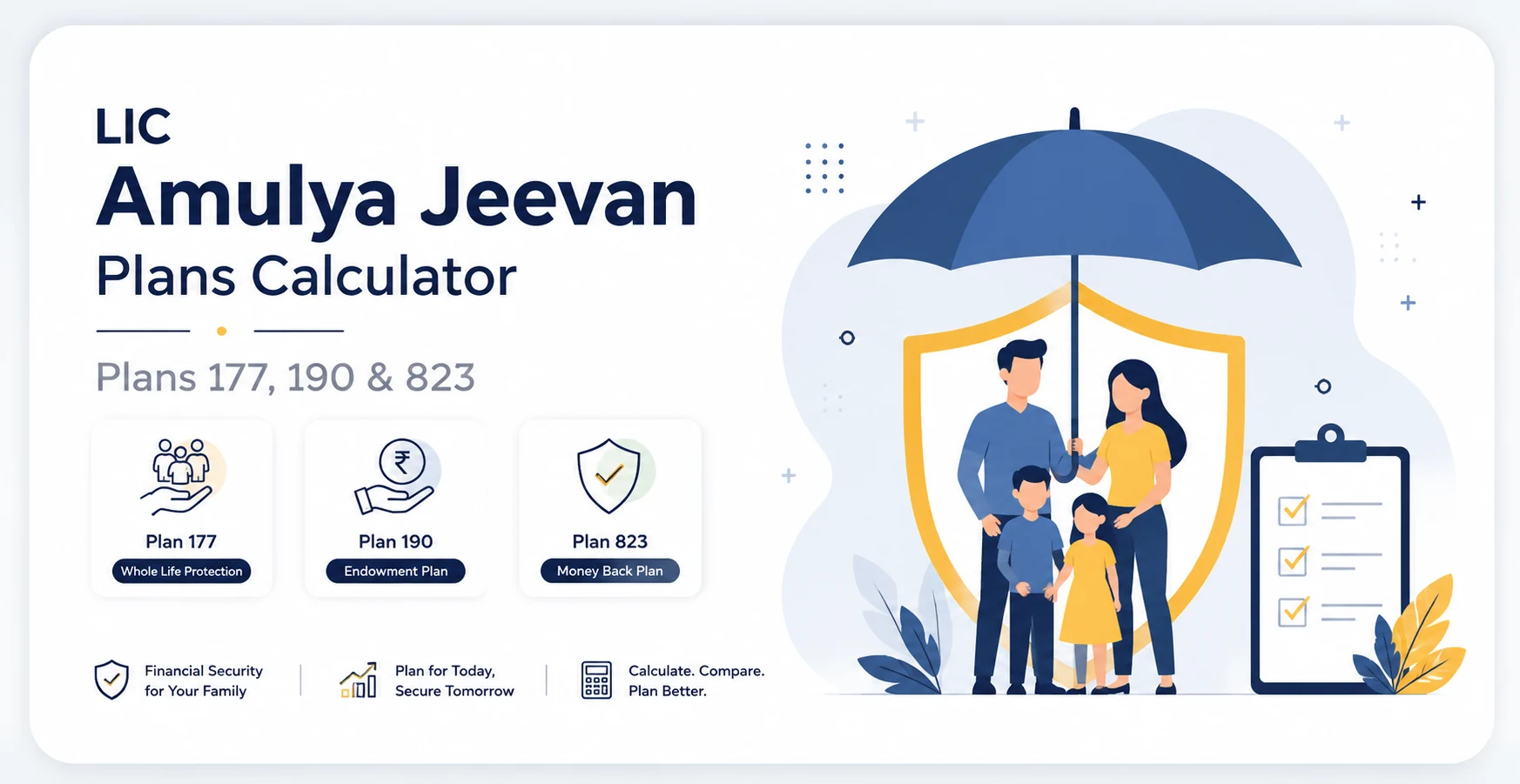 LIC Amulya Jeevan Plans Calculator Plans 177, 190 and 823