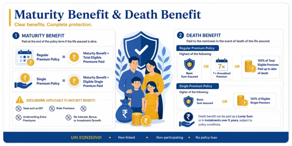 LIC Jeevan Kiran Plan 870 maturity and death benefit formulas for regular premium and single premium policies