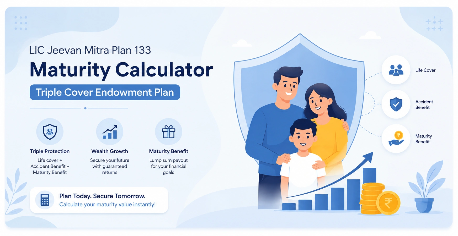 LIC Jeevan Mitra Plan 133 Maturity Calculator Triple Cover Endowment Plan